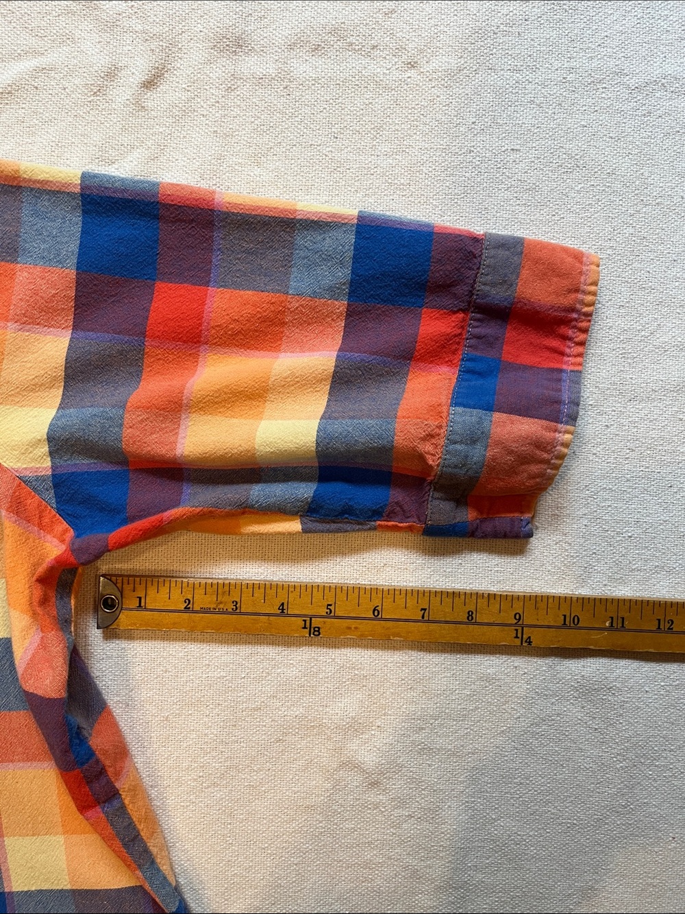 Women's Multicolor Plaid Button-Down Shirt - Blue/Orange/Yellow - Picture 8 of 10